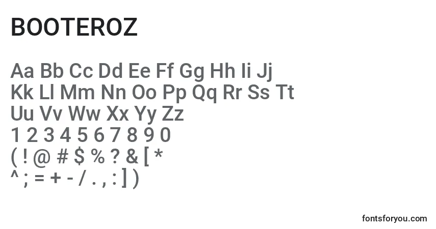 A fonte BOOTEROZ (121888) – alfabeto, números, caracteres especiais