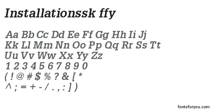 A fonte Installationssk ffy – alfabeto, números, caracteres especiais