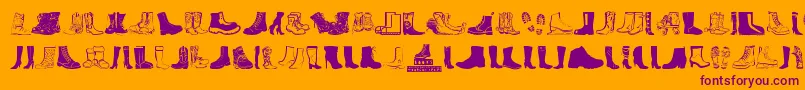 Boots-Schriftart – Violette Schriften auf orangefarbenem Hintergrund