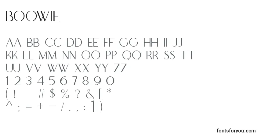 Schriftart BOOWIE – Alphabet, Zahlen, spezielle Symbole