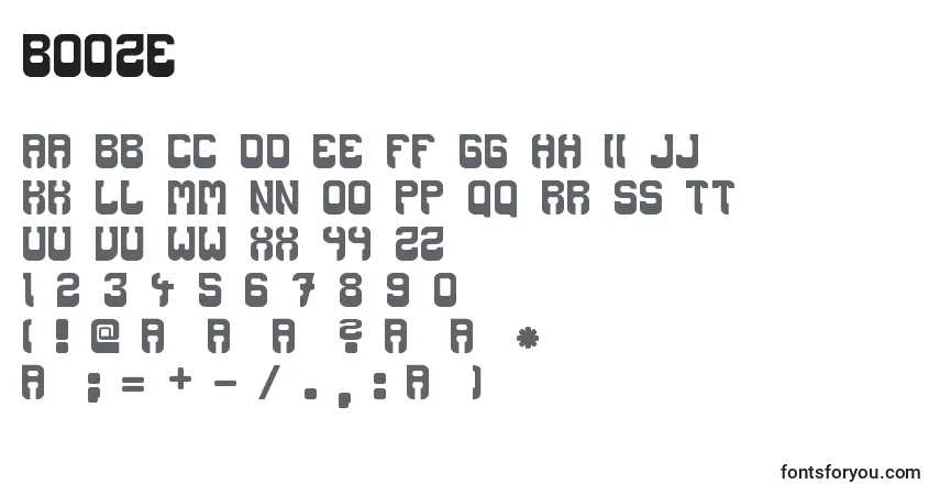 A fonte Booze (121896) – alfabeto, números, caracteres especiais