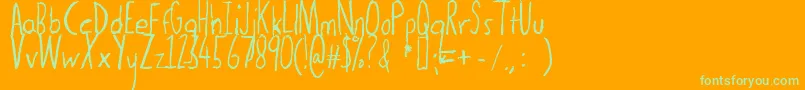Thedogatemyhomework-Schriftart – Grüne Schriften auf orangefarbenem Hintergrund