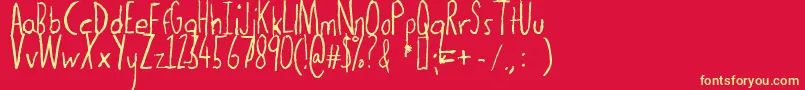 Thedogatemyhomework Font – Yellow Fonts on Red Background