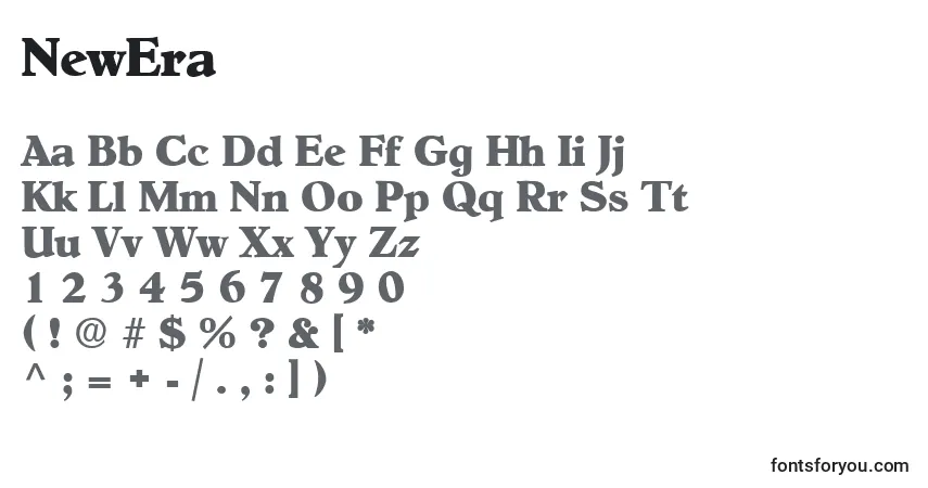 Czcionka NewEra – alfabet, cyfry, specjalne znaki