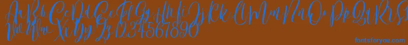 Bordellia Demo Font – Blue Fonts on Brown Background