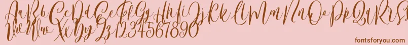 Bordellia Demo-Schriftart – Braune Schriften auf rosa Hintergrund