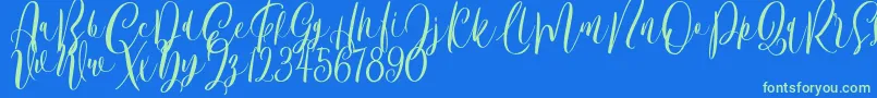 Bordellia Demo Font – Green Fonts on Blue Background