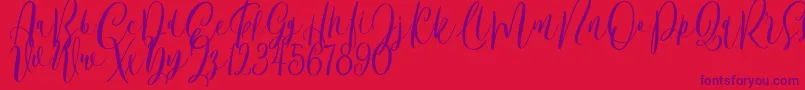 Bordellia Demo-Schriftart – Violette Schriften auf rotem Hintergrund