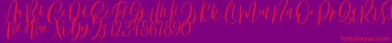 Fonte Bordellia Demo – fontes vermelhas em um fundo violeta