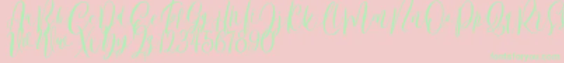 Bordellia Demo-Schriftart – Grüne Schriften auf rosa Hintergrund