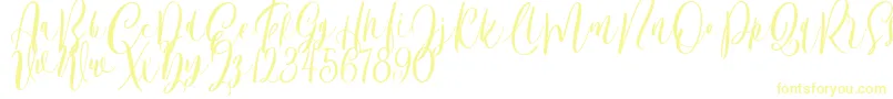 Bordellia Demo-Schriftart – Gelbe Schriften auf weißem Hintergrund