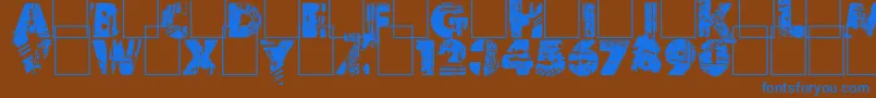Border Line-Schriftart – Blaue Schriften auf braunem Hintergrund
