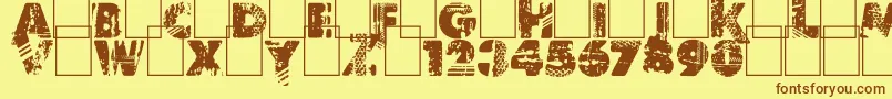 Border Line-Schriftart – Braune Schriften auf gelbem Hintergrund