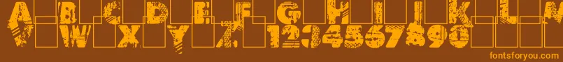Border Line-Schriftart – Orangefarbene Schriften auf braunem Hintergrund