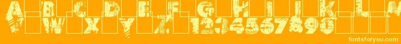 Border Line-Schriftart – Gelbe Schriften auf orangefarbenem Hintergrund