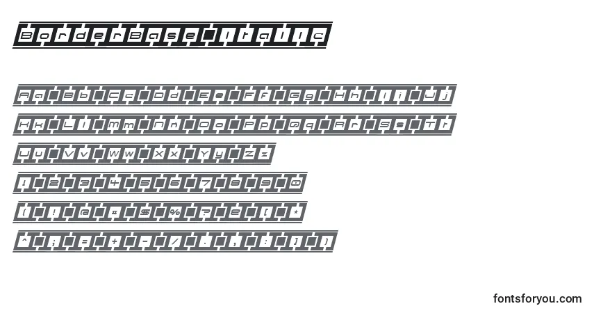 Schriftart BorderBase Italic – Alphabet, Zahlen, spezielle Symbole