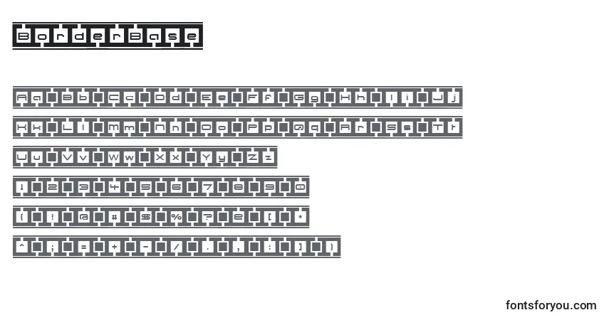 Czcionka BorderBase (121904) – alfabet, cyfry, specjalne znaki