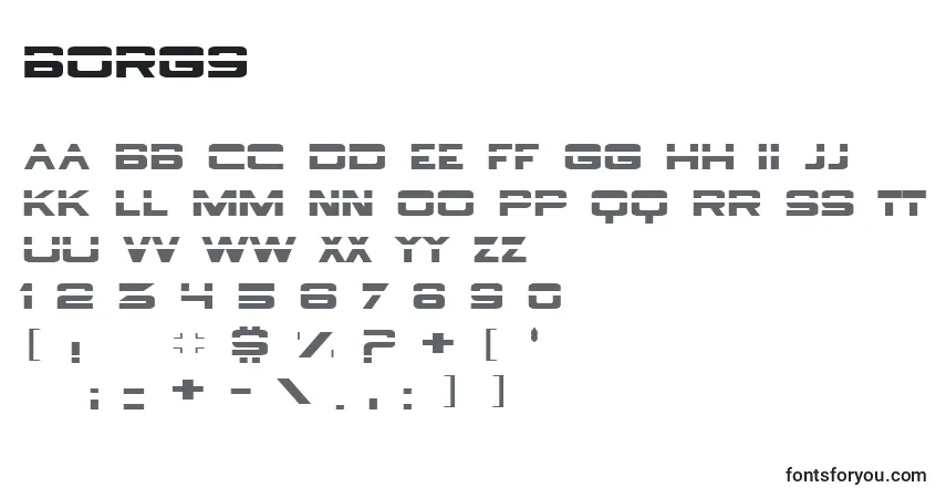Schriftart Borg9 (121910) – Alphabet, Zahlen, spezielle Symbole