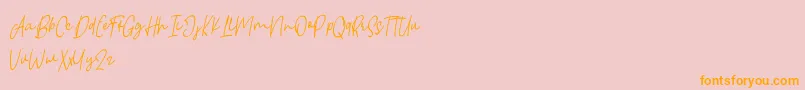 Borgemore-Schriftart – Orangefarbene Schriften auf rosa Hintergrund