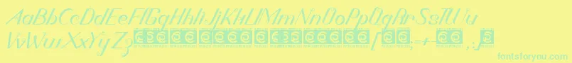 Czcionka Bornena PersonalUse – zielone czcionki na żółtym tle