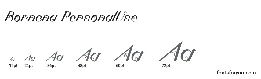 Размеры шрифта Bornena PersonalUse