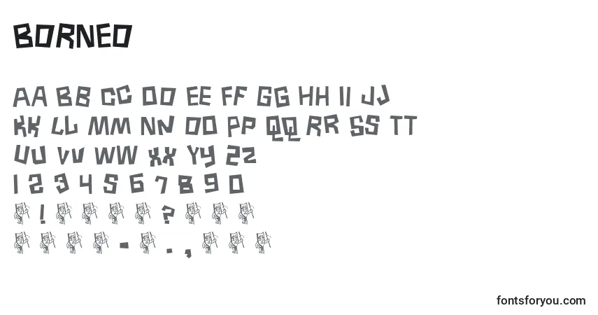A fonte BORNEO   (121919) – alfabeto, números, caracteres especiais
