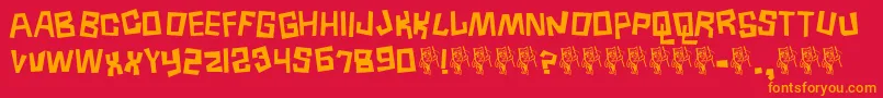 Weitere Informationen zur BORNEO -Schriftart BORNEO -Schriftart – Orangefarbene Schriften auf rotem Hintergrund