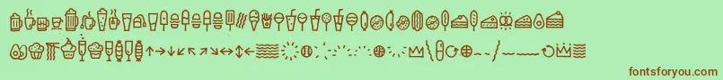 フォントEscalopeCrustTwoIcons – 緑の背景に茶色のフォント