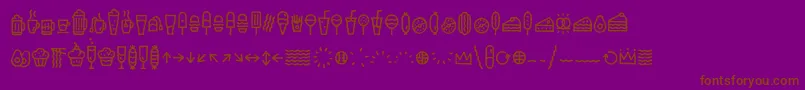 EscalopeCrustTwoIcons-Schriftart – Braune Schriften auf violettem Hintergrund