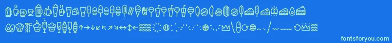 EscalopeCrustTwoIcons Font – Green Fonts on Blue Background