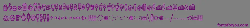 フォントEscalopeCrustTwoIcons – 紫色のフォント、灰色の背景