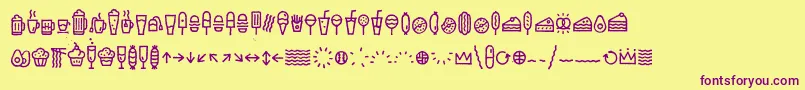 EscalopeCrustTwoIcons-Schriftart – Violette Schriften auf gelbem Hintergrund