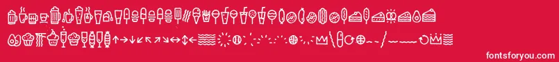 Fonte EscalopeCrustTwoIcons – fontes brancas em um fundo vermelho