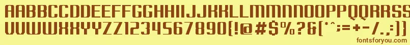 フォントBorobudur – 茶色の文字が黄色の背景にあります。