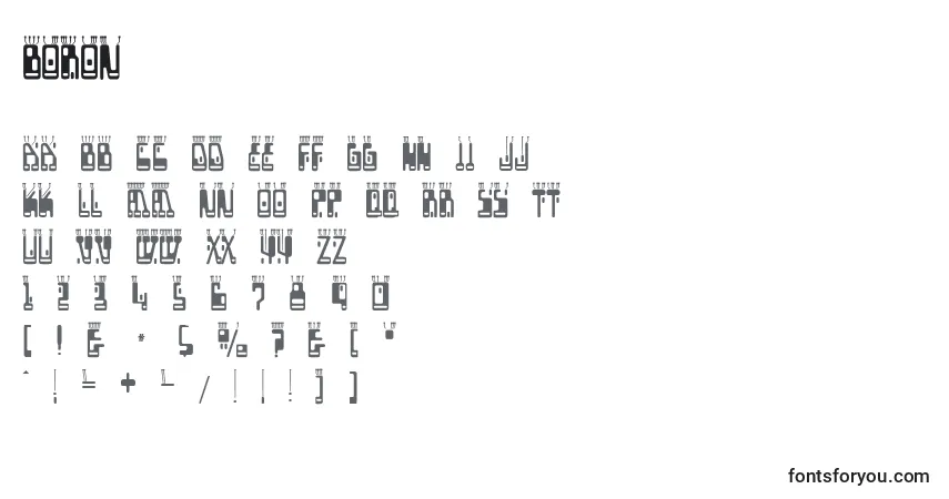A fonte Boron (121925) – alfabeto, números, caracteres especiais