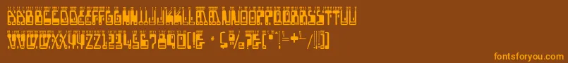 フォントboron – オレンジ色の文字が茶色の背景にあります。