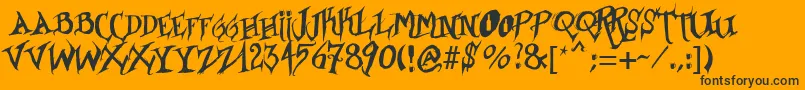 Borracho-Schriftart – Schwarze Schriften auf orangefarbenem Hintergrund