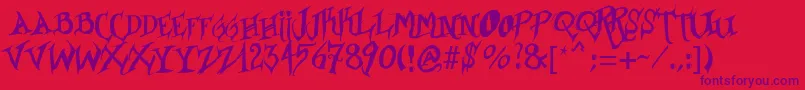 Weitere Informationen zur Borracho-Schriftart Borracho-Schriftart – Violette Schriften auf rotem Hintergrund