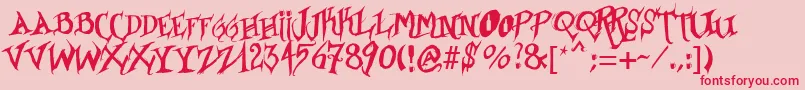 Borracho-Schriftart – Rote Schriften auf rosa Hintergrund