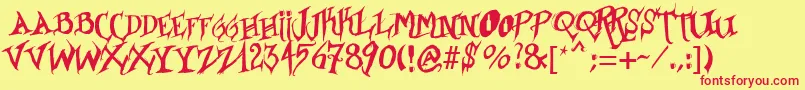Więcej informacji o czcionce Borracho Czcionka Borracho – czerwone czcionki na żółtym tle