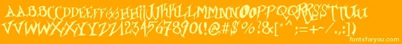 Borracho-Schriftart – Gelbe Schriften auf orangefarbenem Hintergrund