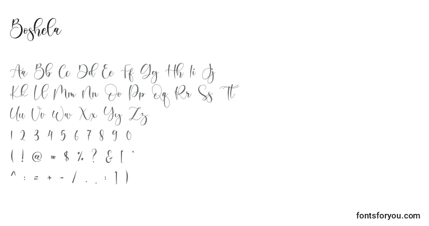 Шрифт Boshela – алфавит, цифры, специальные символы