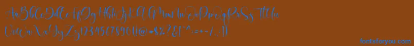 フォントBoshela – 茶色の背景に青い文字