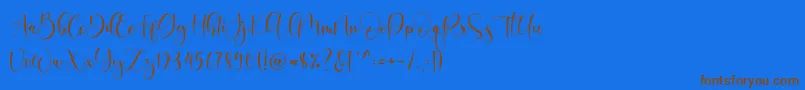 Boshela-Schriftart – Braune Schriften auf blauem Hintergrund