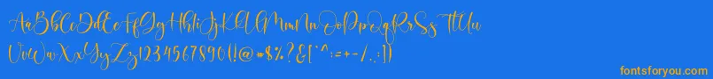 Boshela-Schriftart – Orangefarbene Schriften auf blauem Hintergrund