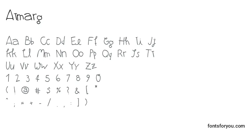 Czcionka Atmarg – alfabet, cyfry, specjalne znaki