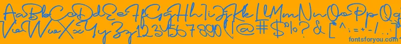 Bosrake Font – Blue Fonts on Orange Background