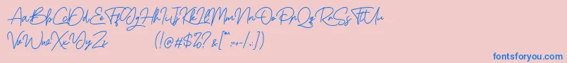 Boss Signature Demo Font – Blue Fonts on Pink Background