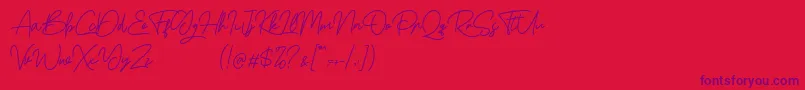 Boss Signature Demo Font – Purple Fonts on Red Background