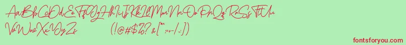Boss Signature Demo-Schriftart – Rote Schriften auf grünem Hintergrund